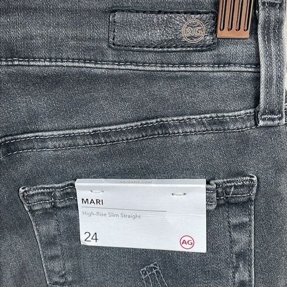 New AG Adriano Goldschmied Mari High Rise Slim Straight Jeans Faded Black Sz 24 - Picture 7 of 13